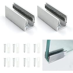 Guía de Suelo Puerta Corredera - 2 piezas de Puerta Corredera de Cristal, Abrazadera de Suelo, Soporte para Suelo de Cristal, Sistema de Puerta Corredera, Aleación de Aluminio