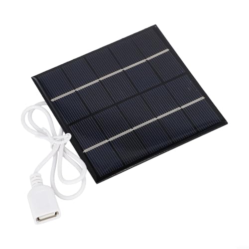 Polykristallines Solarmodul-Ladegerät, 5 W, 5 V, 100 x 100 mm, tragbare USB-Powerbank, hocheffizienter 240 mA Ausgang mit 35 cm Kabel, IP65 wasserdicht für Outdoor-Camping/Gartenleuchten/DIY-Projekte