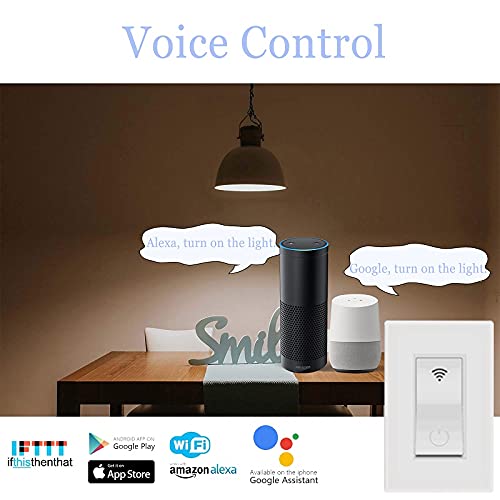 Smart Switch,Smart Wifi Light Switch Compatible With Alexa And Google Assistant,Schedule, Remote Control, Smart Home,2.4Ghz Wi-Fi And Neutral Wire Required,Etl, Fcc Listed(1 Pack) #TOP6