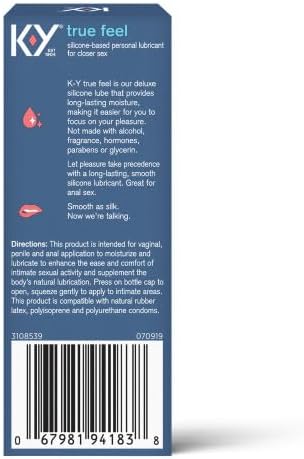 Miniatura 2 de K-Y True Feel Lube, lubricante personal, fórmula a base de silicona, seguro de usar con condones, para hombres, mujeres y parejas, 1.5 onzas