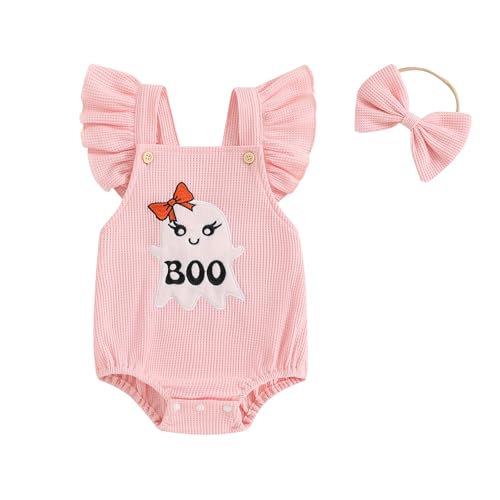 My First Halloween Baby Girl Outfit Newborn Fly Sleeve Ghost Romper Jumpsuit Cute Infant Halloween Clothes