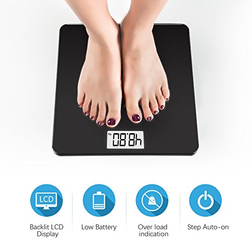 Uten Digital Body Scale, Bathroom Weight with Step-On Technology, Backlight Display, Round Corner Design and 8MM Glass, 440lb/200kg Capacity