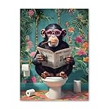 Photo Gallery divertente scimmia sul water che legge il giornale, dipinto su tela, poster, stampe artistiche da parete per soggiorno, bagno, decorazione per la casa 30x40cm senza telaio Photo Gallery divertente scimmia sul water che legge il giornale, dipinto su tela, poster, stampe artistiche da parete per soggiorno, bagno, decorazione per la casa 30x40cm senza telaio