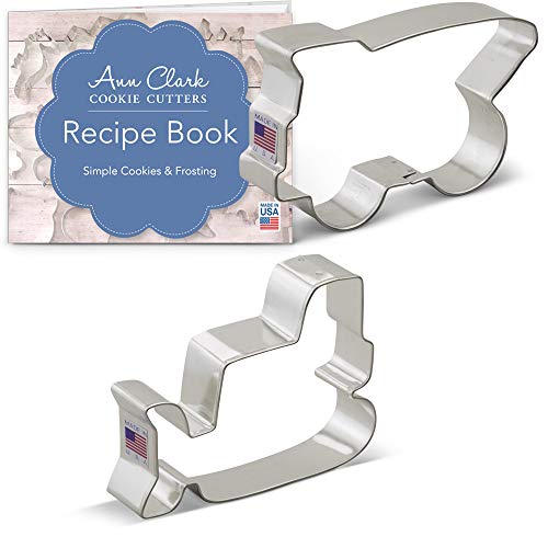 Ann Clark Cookie Cutters 2-Piece Construction Vehicle Cookie Cutter Set with Recipe Booklet
