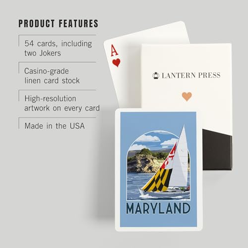 Lantern Press Naipes Poker Maryland Sloop Sailboat 52 miniatura 3