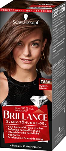 Foto von Brillance Glanz-Tönungsgel T880 Dunkelbraun Stufe 1 (3 x 60 ml), intensive Fashion-Haarfarbe mit glanzverstärkender Formel, Tönung verleiht dem Haar bis zu 50 % mehr Farbglanz