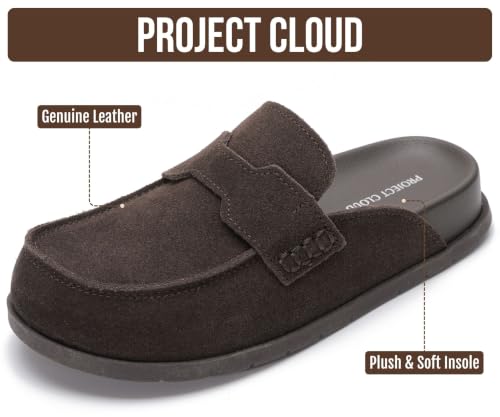 Image of Project Cloud 100% Genuine Leather Womens Clogs - Plush & Soft Insole with Arch Support Non Slip Mules & Clogs for Women Footwear - Water Resistant Women Shoes (Foamy)