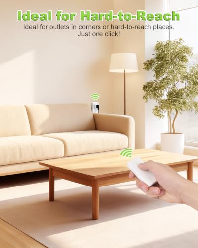 Image of Greencycle Remote Control Outlet 2 Plugs,Detachable Wireless Light Switch