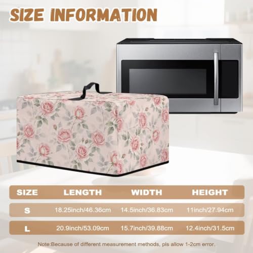 Image of Microwave Oven Cover Air Fryer Toaster Oven Dust Cover with Handle, Stain-Resistant Small Electric Appliance Protector for Kitchen Decor, L, Pink Rose