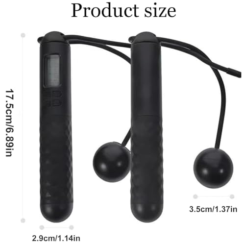 Image of Skipping Rope with Counter, Gravity Ball Jump Rop, Counting Jump Rope, Cordless, Intelligent Digital Jump Rope, Adjustable Skipping Rope for Lose Weight- Black