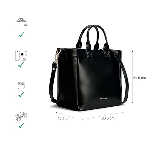 Image of Fastrack Sidekick Satchel for Women, Medium Faux Leather Satchel with Handle and Detachable Sling, Organised 6.32L Interior, Everyday Bag for Women, Handbag for Work, College and More