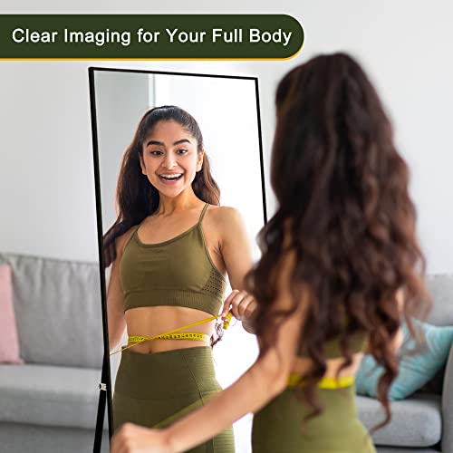 Nicbex MIRROR_56X19BLACK (RECTANGULAR) Full Length Mirror With Stand, 56 Inchx19 Inch Aluminum Alloy Frame Floor Mirror thumb #2