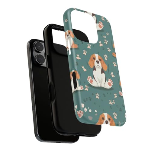 Coque iPhone 16 Pro bleu sarcelle motif beagle pour le quotidien