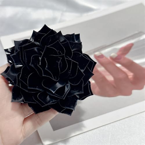 Image of Elegant Leather Peony Flower Brooch Pin for Women Men Handmade Dainty Imitation Leather Rose Floral Brooches Lapel Pins Glossy Wedding Holiday Christmas Dress Accessories Jewelry Gift