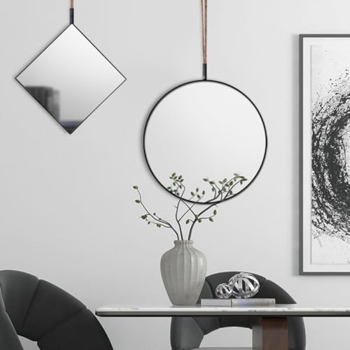 Miroir suspendu rond sans perçage pour optimiser les petits murs - 5