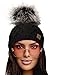 Produktbild 4sold Herren Damen Wurm Winter Style Beanie Handmade Strickmütze Mütze mit Fellbommel Bommelmütze Hat Gestrickte Pudelmütze Plain Ski Pom Wooly with Full Cosy Fleece-Futter (Debora Black)