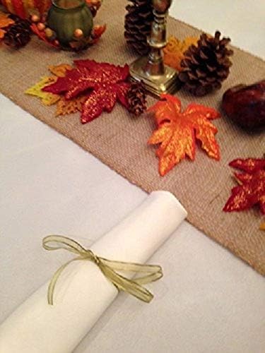 Thanksgiving Tablecloth, Napkins and Fall Decor Setting, Set Includes Ivory Linens (Natural Burlap Runner)