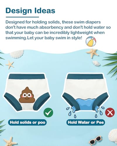 Image of ALVABABY 3 Pack Reusable Baby Boys Swim Diapers UPF 50+ Washable Toddler Beach Diapers