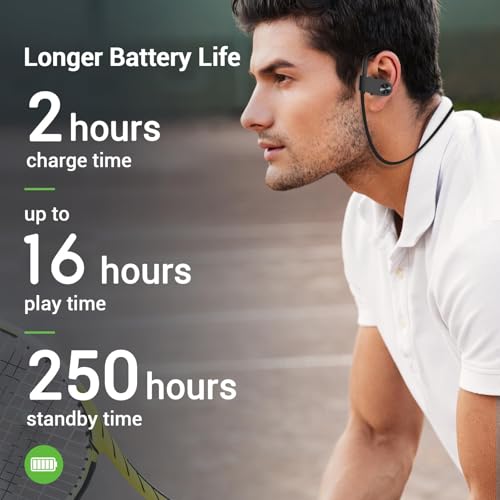 Image of Bluetooth Headphones, Bluetooth 5.3 IPX7 Waterproof Wireless Sports Earbuds for Workout Gym, 16 Hrs Playtime Running Headphones with Noise Cancelling Mic, HiFi Bass Stereo in-Ear Earphones