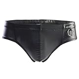 YUFEIDA Sexy Men's Mini Underwear Faux Leather Boxers Briefs Underpants Black (M)