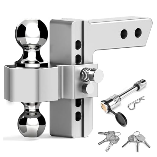 Adjustable Trailer Hitch - Tlvuvmo 6 Inch Drop Hitch for 2 Inch Receiver, Ball Mount Hitch 12,500 LBS, 2" and 2-5/16" Stainless Steel Dual Balls, Aluminum Tow Hitch with Double Anti-Theft Pins Locks