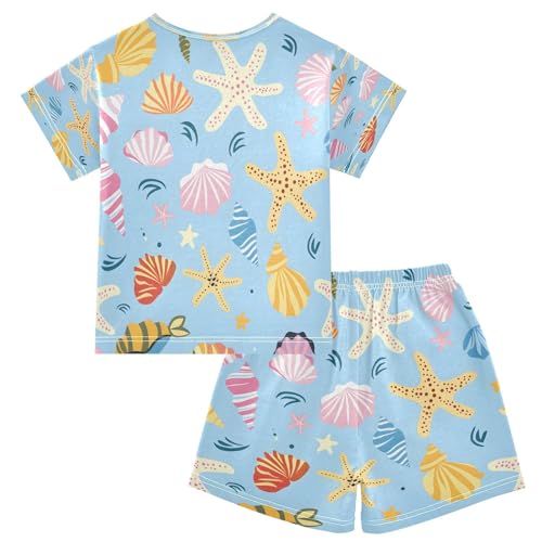 senya Short Sleeve Pajamas Sets Summer Cotton Sleepwear Hand Drawn Sea Shells2