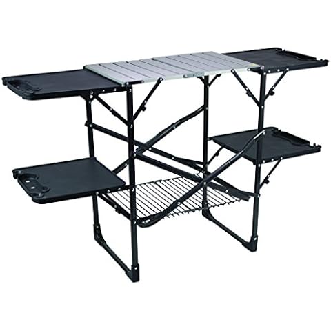GCI OUTDOOR Slim-Fold Cook Station | Portable Folding Kitchen Table with a Heat Resistant Tabletop, 4 Side Tables & Storage Rack, Perfect for Picnics & Camping Trips Cover