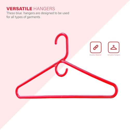 Image of Kuber Industries Pack of 12 Multipurpose Cloth Hangers for Wardrobe | Plastic Hangers for Clothes, Shirt, Saree, Bra, Pant, Shawl & Cap | Hangers for Cloth | American Style | Red & White