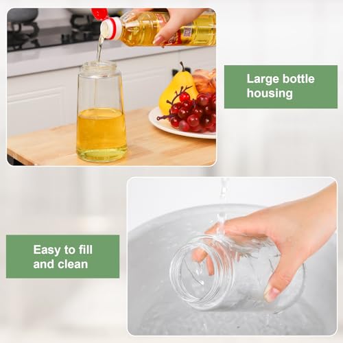 Image of Glass Oil Dispenser for Kitchen,2 in 1 oil Spray Bottle and Olive Oil Dispenser, Oil Sprayer for Cooking Air Fryer 500ML /17OZ for Cooking,Kitchen,BBQ,Air Fryer,Salad,Baking,Green