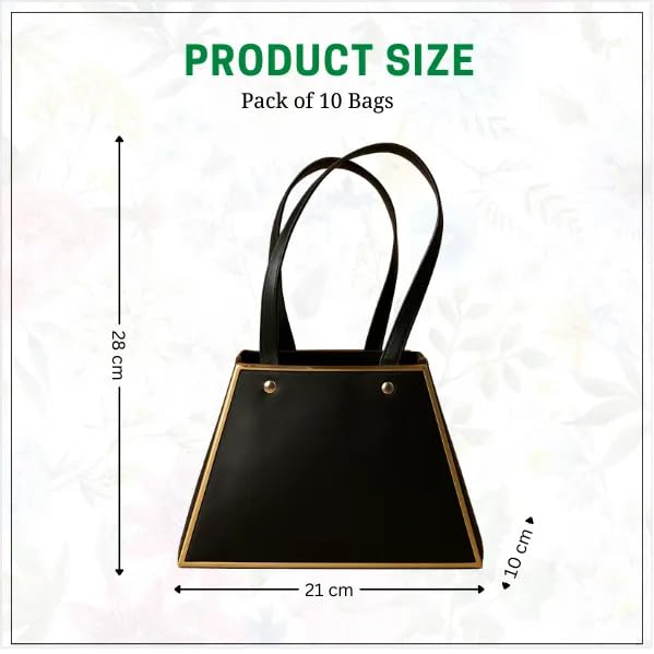 Image of Oasis Pack Of 10 Embossed Flower Bags (Black & Gold)