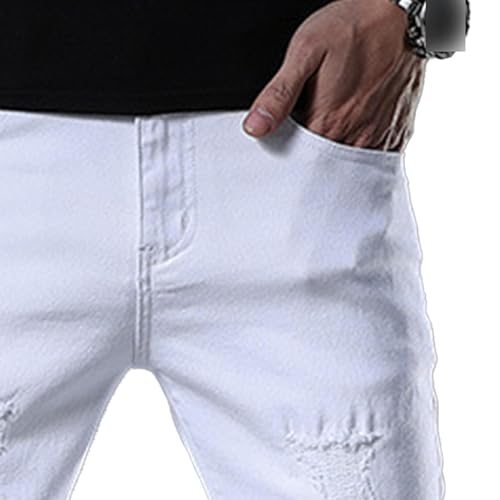 Men's Ripped Slim Fit Denim Pants Street Regular Fit Distressed Jeans Streetwear Comfort Destroyed Jean3