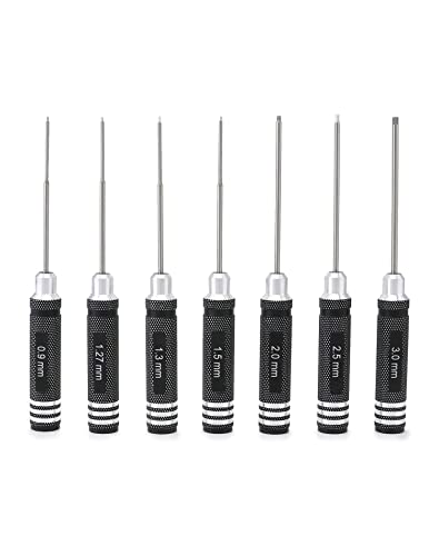 QWORK® 7 piezas Juego de destornilladores hexagonales, kit de herramientas RC, para RC Car Boat Drone, 0.9mm 1.27mm 1.3mm 1.5mm 2.0mm 2.5mm 3.0mm