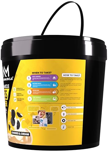 Image of Nutrimuscle Massive Muscle Mass Gainer - 12 lbs - Cookies and Cream flavour - For Muscle, Mass and Strength Gain - Contains Creatine, Complex Carbohydrates and Protein