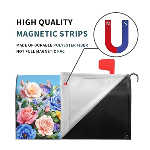 Image of Floral Mailbox Cover Magnetic Standard Size 21x25.5 Inch Spring Butterfly Flower Wildflowers Decoration Outdoor Garden Home Yard