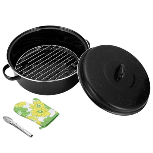 RoastMe焼き芋器 焼芋鍋 ホーロー石焼きいも器 両手鍋 蓋付きコンロ鍋 ホット鍋 手作り調理ツール 洗いやすい 高耐久 直火 キッチン用品 エナメルカバー 調理器具 焼き芋が お家 で味わえる 簡単 調理 (タイプB 1個)