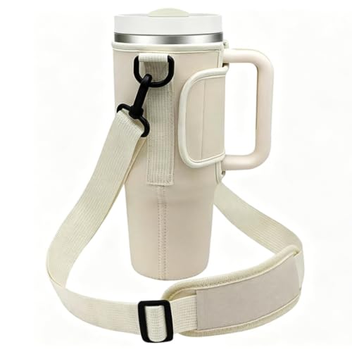 Image of ZIBUYU BrandName 40 Oz Water Bottle Carrier Pouch for 40 oz tumblers with flip top Access, Adjustable Strap, Waterproof Protective Design, Hands Free Carrying Support for Travel, Hiking, Commuting