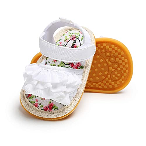 Image of Meckior Baby Toddler Infant Girls PU Leather Soft Open Toe Summer Sandals Flower Princess Flat Shoes