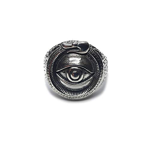 Bague œil serpent Ouroboros en argent 925, anneau ajustable motif animal mystique