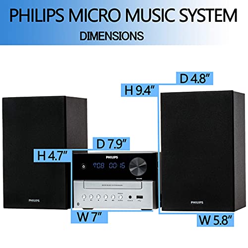 Philips Bluetooth Stereo System for Home with CD Player, MP3, USB, Audio in, FM Radio, Bass Reflex Speaker, 18W, Remote Control Included - Thumbnail 3