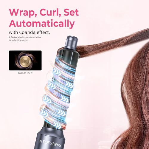 Image of 6 in 1 Blow Dryer Brush Set, 1000W Hot Air Brush with 2 Auto-Wrap Curlers, Negative Ion Hair Styler for Drying, Straightening & Volumizing, Anti-Frizz Styling Tool