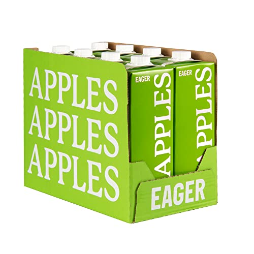 Eager Apple Juice 100% Pressed, Refreshing Fruit Drink, NFC Not From Concentrate, 1 Litre (Pack of 8)