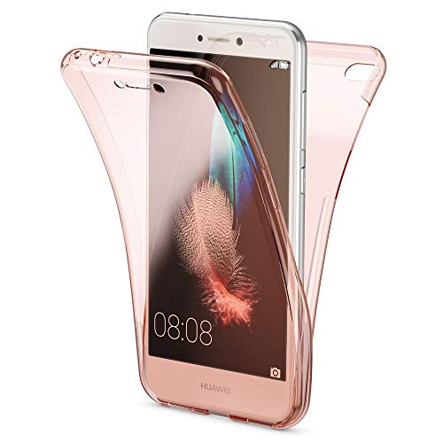 NALIA 360 Gradi Cover compatibile con Huawei P8 Lite 2017, Totale Custodia Protezione Silicone Trasparente Sottile Full-Body Case, Gomma Morbido Ultra-Slim Protettiva Bumper, Colore:Rosa Gold Oro
