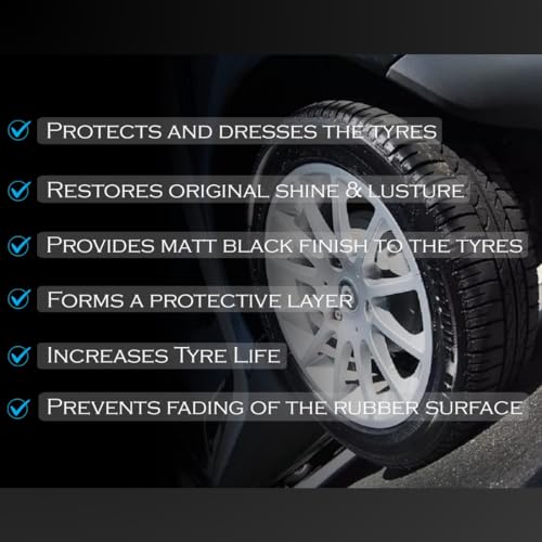Image of CAR SAAZ Tyre Shiner 100ml | Car & Bike Tire Polish for Instant Shine | Prevents Fading and Cracking of Tyres | Shine & Protects | Non-Greasy, Long Lasting, Deep Gloss | Tyre Dresser Polish (100ml)