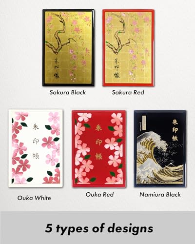 Libro de sellos japonés Goshuincho Btale para templos con tapa dura hecha a mano Sakura rojo 5