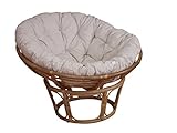 moebel direkt online Papasansessel, Durchmesser 80 cm _ Inklusive Kissenauflage _ Farbe beige