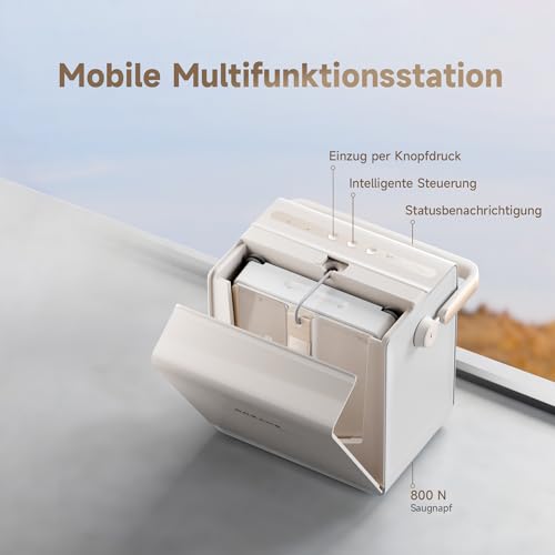 DREAME C1 Station S Kit Fensterputzroboter, Rundum-Sicherheitskonzept, Mobile Station, automatischer Kabeleinzug, CornerClean-Technologie,Dual-Spray-Technologie,intelligente Planung des Reinigungswegs