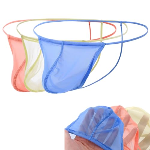 Men's See Through G String Ball Pouch Bulge Enhancing T back Thongs