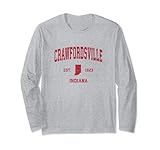 Crawfordsville Indiana IN Vintage Sports Design Red Print Long Sleeve T-Shirt