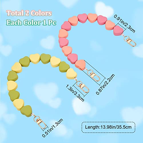 Image of GORGECRAFT 2 Colors Bag Chain Extender Heart Beaded Purse Strap Love Tote Handles Replacement Snap Purse Cross Chain Shoulder Belt Flat Clutch Accessories Bag Practical Rope Acrylic Bead Bag Straps