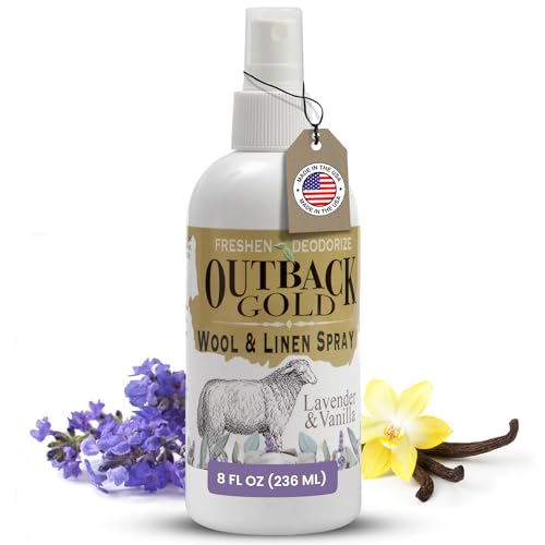 Outback Gold - Linen Spray & Fabric Freshener Spray Natural Bed Spray for Wool & Linen Lavender & Vanilla Scent Essential Oils Eco-Friendly Deodorizer for Home Fabrics 8 Fl Oz